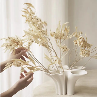ceramic vase handmade porcelain flower holder elegant white decor detail