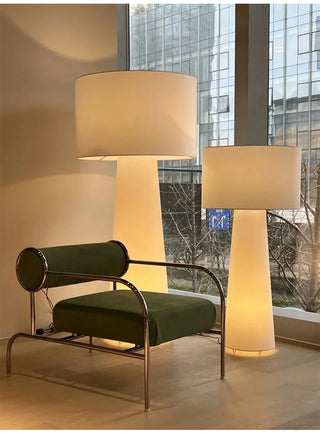 Nordic Fabric Floor Lamp – Scandinavian LED Reading Lamp with Chrome Base