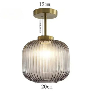 Retro Glass Ceiling Light – Ribbed Glass Lamp with Adjustable Brightness for Living Room