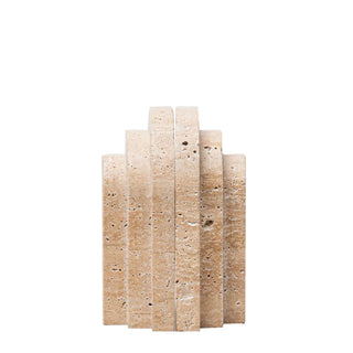 travertine bookends handcrafted stone triple arch design decorative set front view
