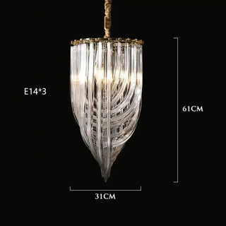 Modern Glass Chandelier – U-Shaped LED Dimmable Ceiling Light for Living Room Lighting