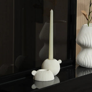 striped sphere candlestick handcrafted ceramic nordic candle holder modern elegant detail