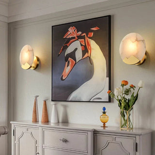 Marble Wall Sconce – Spanish Marble Lamp with Gilded Copper Light | Luxury Home Lighting