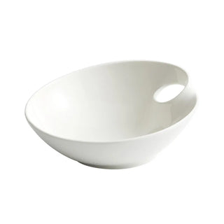 ceramic half-pearl bowl earthworks handcrafted porcelain dining dish front view