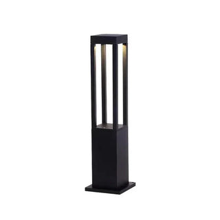 Modern Garden Lamp – Black Aluminium Bollard Light with Tempered Glass Illumination
