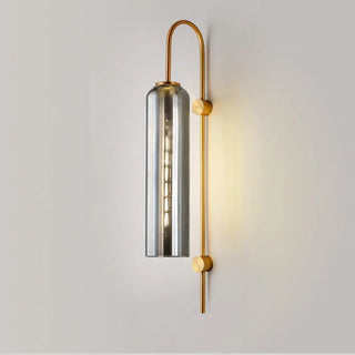 Cylindrical Glass Wall Lamp – Modern Wall Sconce with Gold Arm Lighting