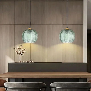 Botanical Pendant Lamp – Modern Glass Lamp With Green Leaf Pendant & Ambient Light