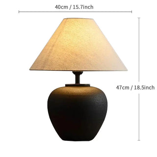 Ceramic Table Lamp – Japanese Style Lamp with Adjustable LED & Remote Control