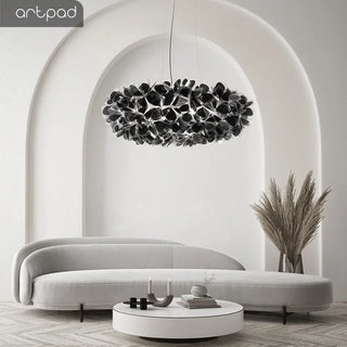 Modern Crystal Chandelier – Luxury Ceiling Light with Gold Lampshade for Living Room