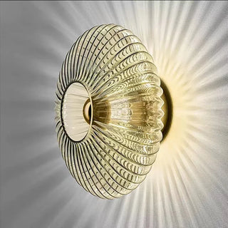 Glass Stone Wall Lamp – Sculptural Wall Light with Warm Amber Glow & E27 Bulb