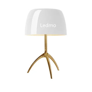 Colored Glass Desk Lamp – Modern Tripod LED Reading Lamp with Iron Frame