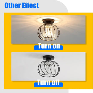 Vintage Ceiling Light – Black Steel Fixture | Energy Efficient Dining Room Lighting