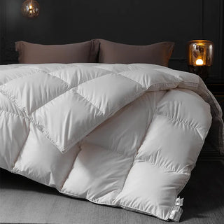 goose down duvet luxury quilted cotton hypoallergenic warm winter bedding detail