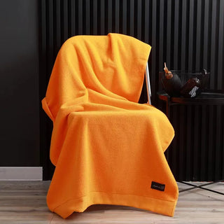 cotton bath towel scandinavian luxury quick drying soft orange towel front view