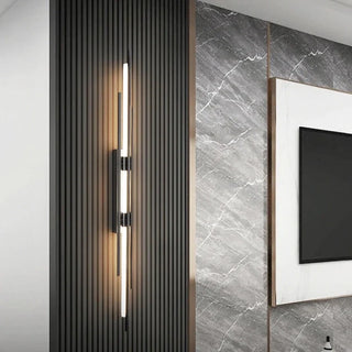 Slim black wall light with aluminum finish — Katana minimalist sconce