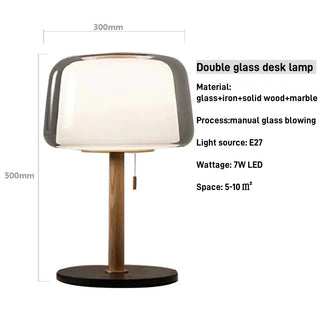 Glass Floor Lamp – Modern Floor Lamp with Wooden Base | Adjustable Brightness