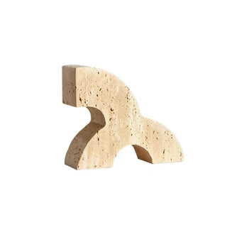 travertine stone bookends handcrafted beige natural shelf supports close-up