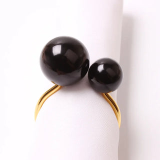 napkin holder rings elegant gold black aluminium alloy set of six table decor front view