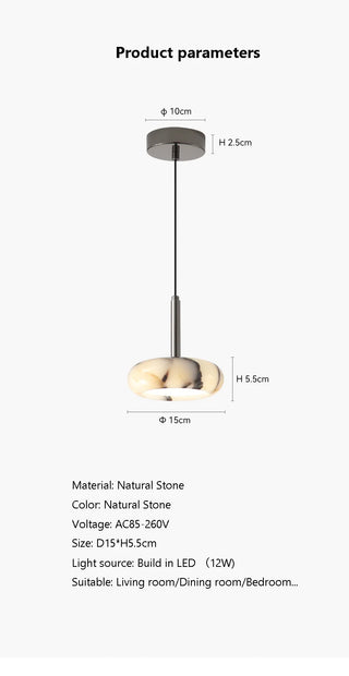 Natural Stone Pendant Light – Black Bedroom Lighting with Metallic Iron Finish