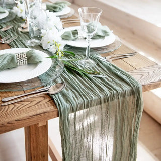 gauze table runner semi sheer woven runner elegant dining decor top view