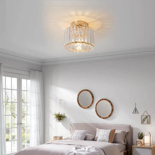 Gold Crystal Ceiling Light – Contemporary Surface Mount Lamp for Dining Room