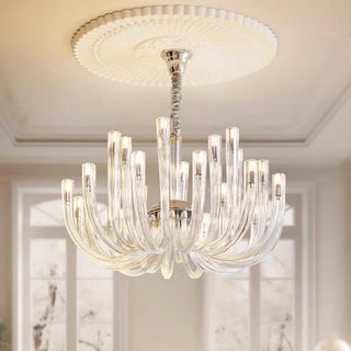 Glass Chandelier – Modern Clear Glass Pendant with Integrated LED Lighting