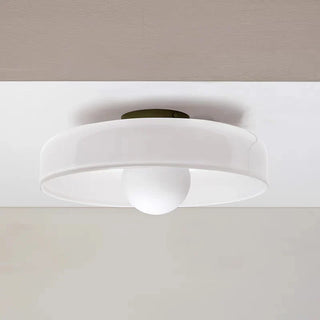 Vintage Ceiling Light – White Glass Entryway Lighting | Retro Lamp by Lumavera