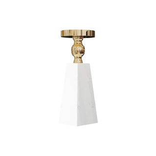 marble candle holder luxury scandinavian stone candle stand gold finish close-up