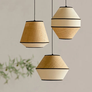 Beige Pendant Light – Natural Pendant Light With Woven Fabric Lamp & Adjustable Cord