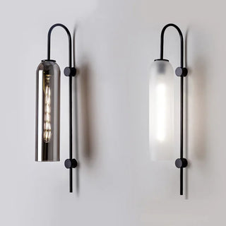 Cylindrical Glass Wall Lamp – Modern Wall Sconce with Gold Arm Lighting