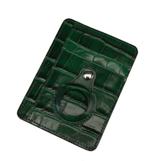 crocodile leather wallet haven slim card holder airtag custom engraving natural view