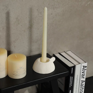 striped sphere candlestick handcrafted ceramic nordic candle holder modern elegant side view