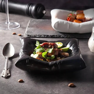 luxury ceramic bowl earthworks handcrafted porcelain serving dish unique pillow design set view