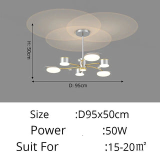 Modern LED Chandelier – Gold Aluminum Luxury Living Room Lighting with Dimmer