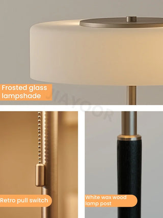 Glass Wood Floor Lamp – Modern Living Room Lamp With Soft LED Lighting
