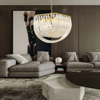 Modern Glass Chandelier – U-Shaped LED Dimmable Ceiling Light for Living Room Lighting