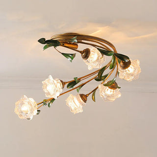 Eliova Ceiling Light – Floral Pattern Glass Metal Lamp | Living Room Lighting Fixture