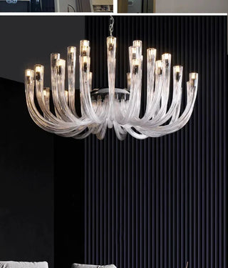 Glass Chandelier – Modern Clear Glass Pendant with Integrated LED Lighting