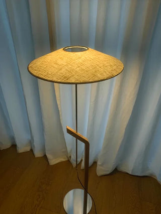Minimalist Wooden Floor Lamp – Modern LED Lighting With Fabric Lampshade