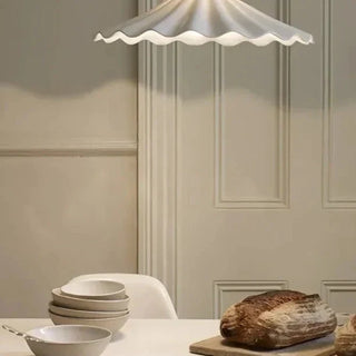 Christie pendant in dining room — artisan ceramic ceiling lamp