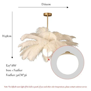 Ostrich Feather Chandelier – White Feather Luxury LED Living Room Light