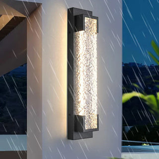 Outdoor Wall Lamp | Modern Stainless Steel LED Wall Sconce with Water Texture Diffuser