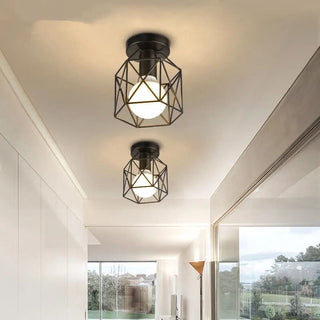 Geometric Ceiling Light – Black Wrought Iron Lamp | Modern Nordic Lighting Fixture