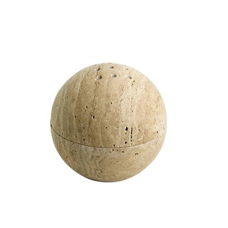 travertine marble sphere handcrafted incense burner elegant beige stone diffuser close-up