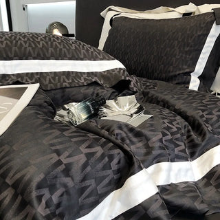 egyptian cotton duvet cover luxury bedding set soft pillowcases breathable fabric side view