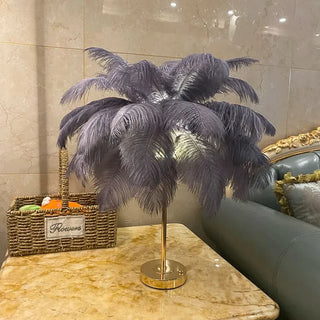 Feather Table Lamp – Decorative Ostrich Feather Lamp with Touch Control Lighting