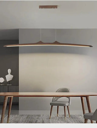 Walnut Pendant Light – Minimalist Dining Room Lighting With Integrated LED Fixture