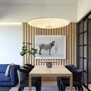 Pleated Silk Pendant – Adjustable Cable Light with Soft Ambient Glow