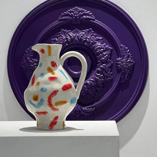 painted ceramic vase handcrafted resin art vase noella martinez side view
