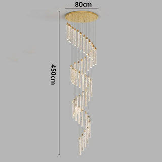 Gold Crystal Chandelier – Rotating Pendant Light for Large Space Lighting
